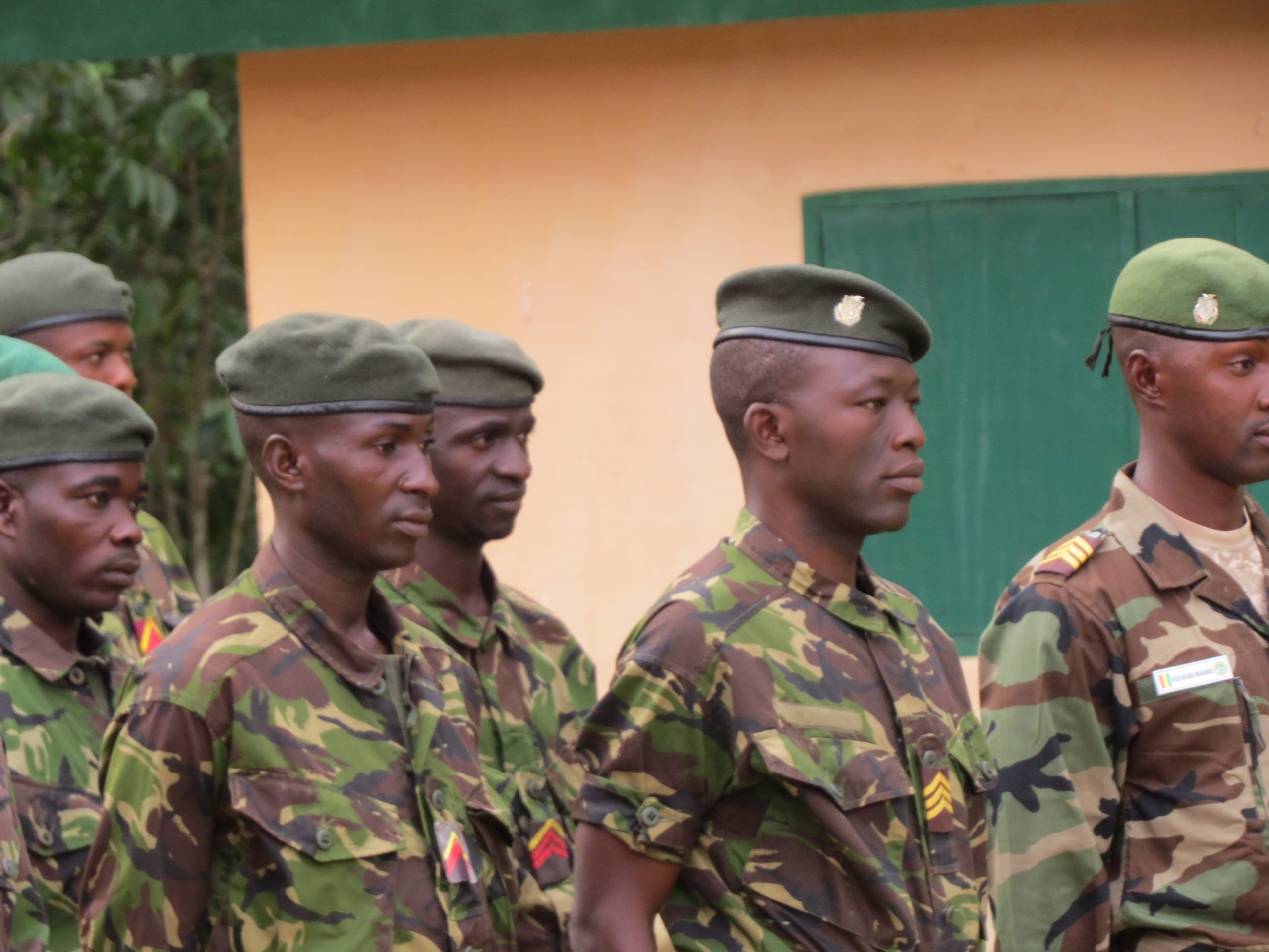 Rangers wearing uniforms standing to attention